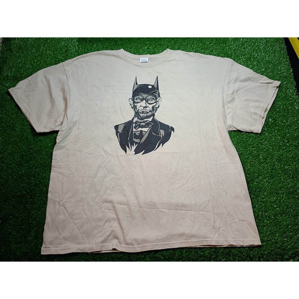 Cool Batman Mask Tuxedo Graphic Beige T-Shirt - Size 3XL